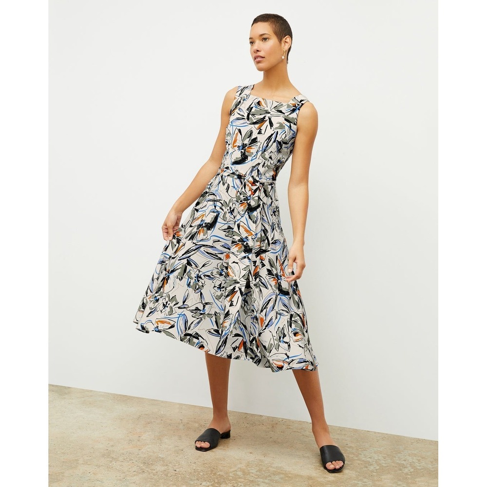 M.M. LaFleur The Diem‎ My Dress Hi-Lo Washable Silk Sketchbook Floral Size 12